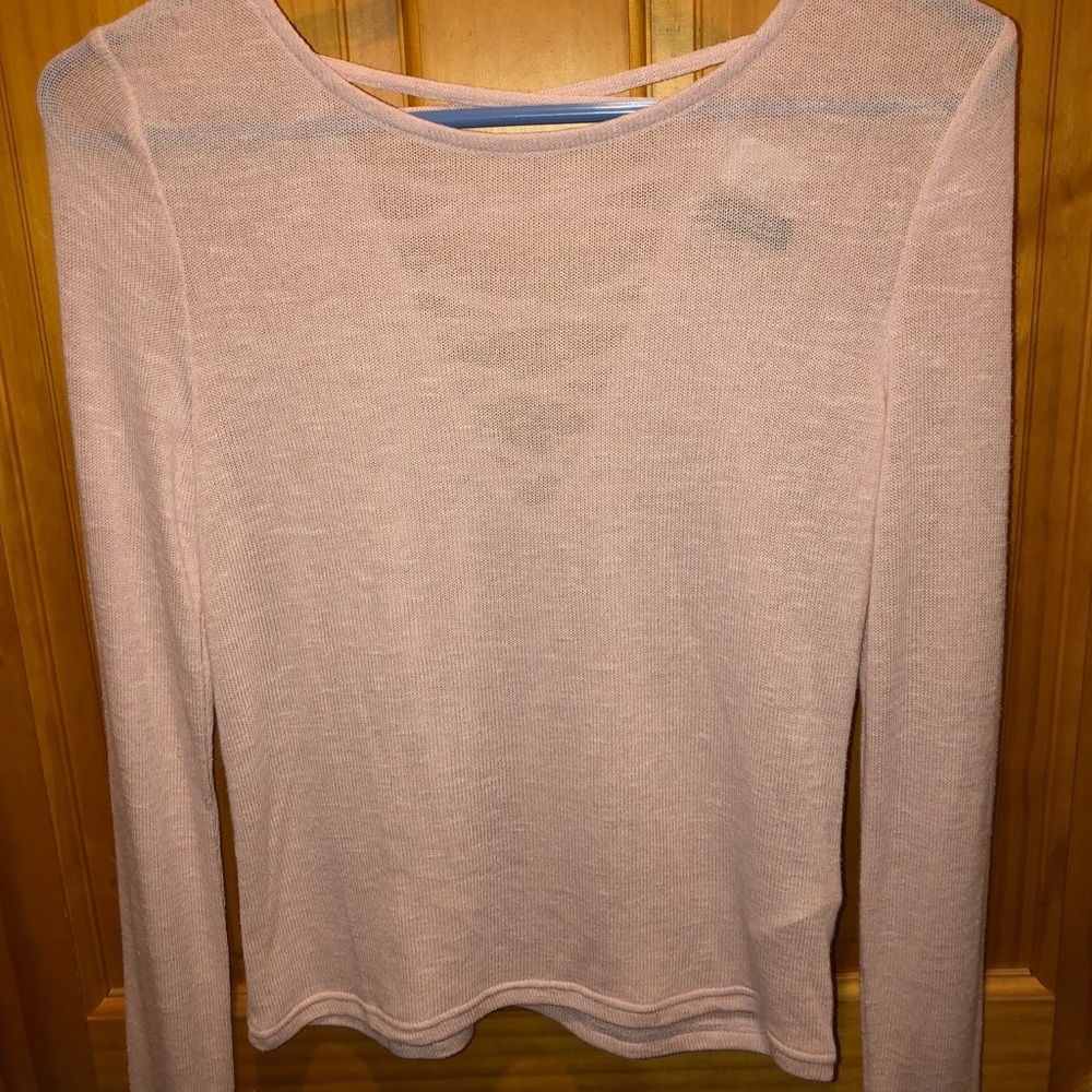 Long sleeve pink H&M top cross open back